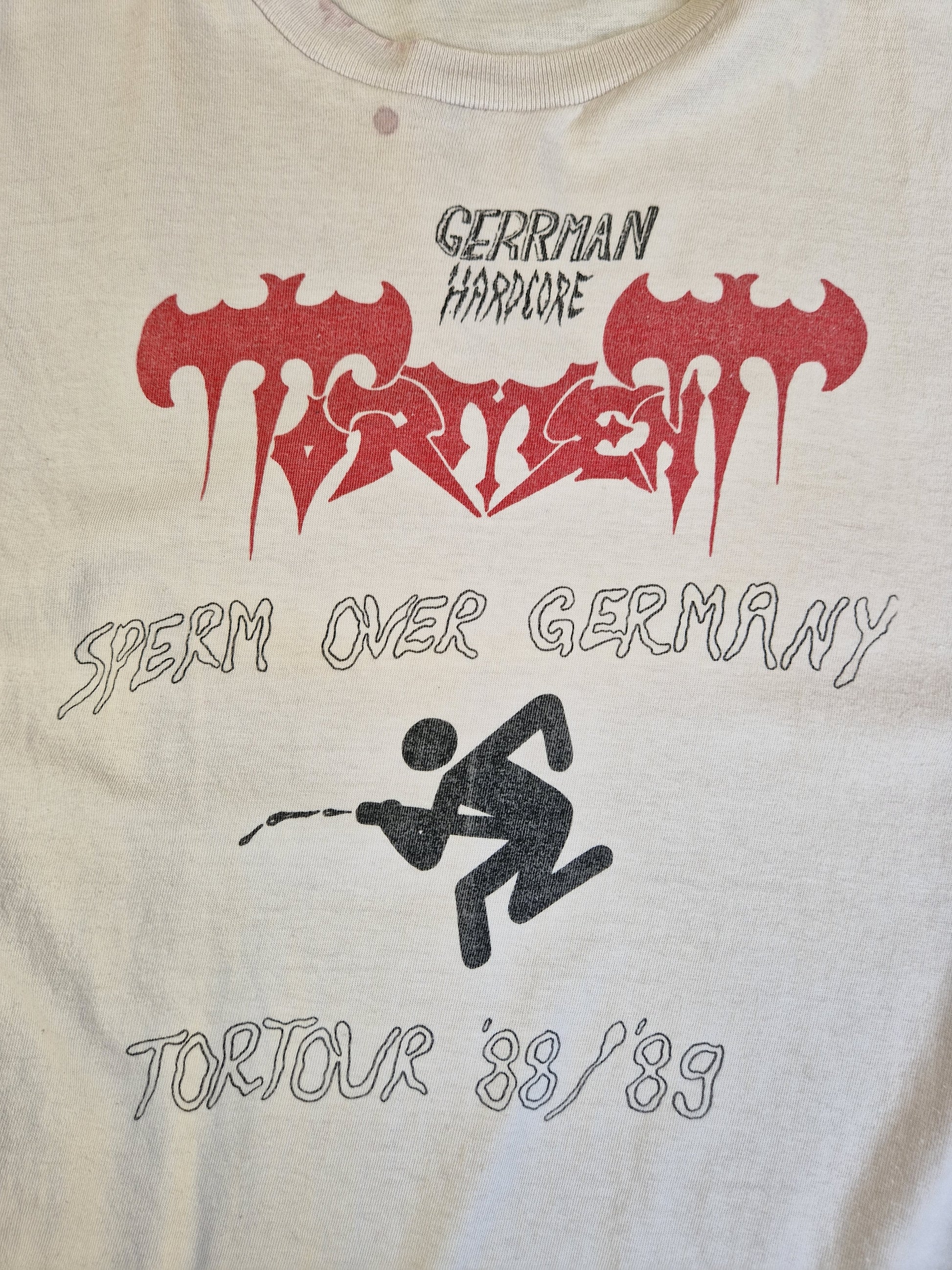 Vintage Torment Tanktop Tour 88/89 "Sperm over Germany" Weiß L - RareRags