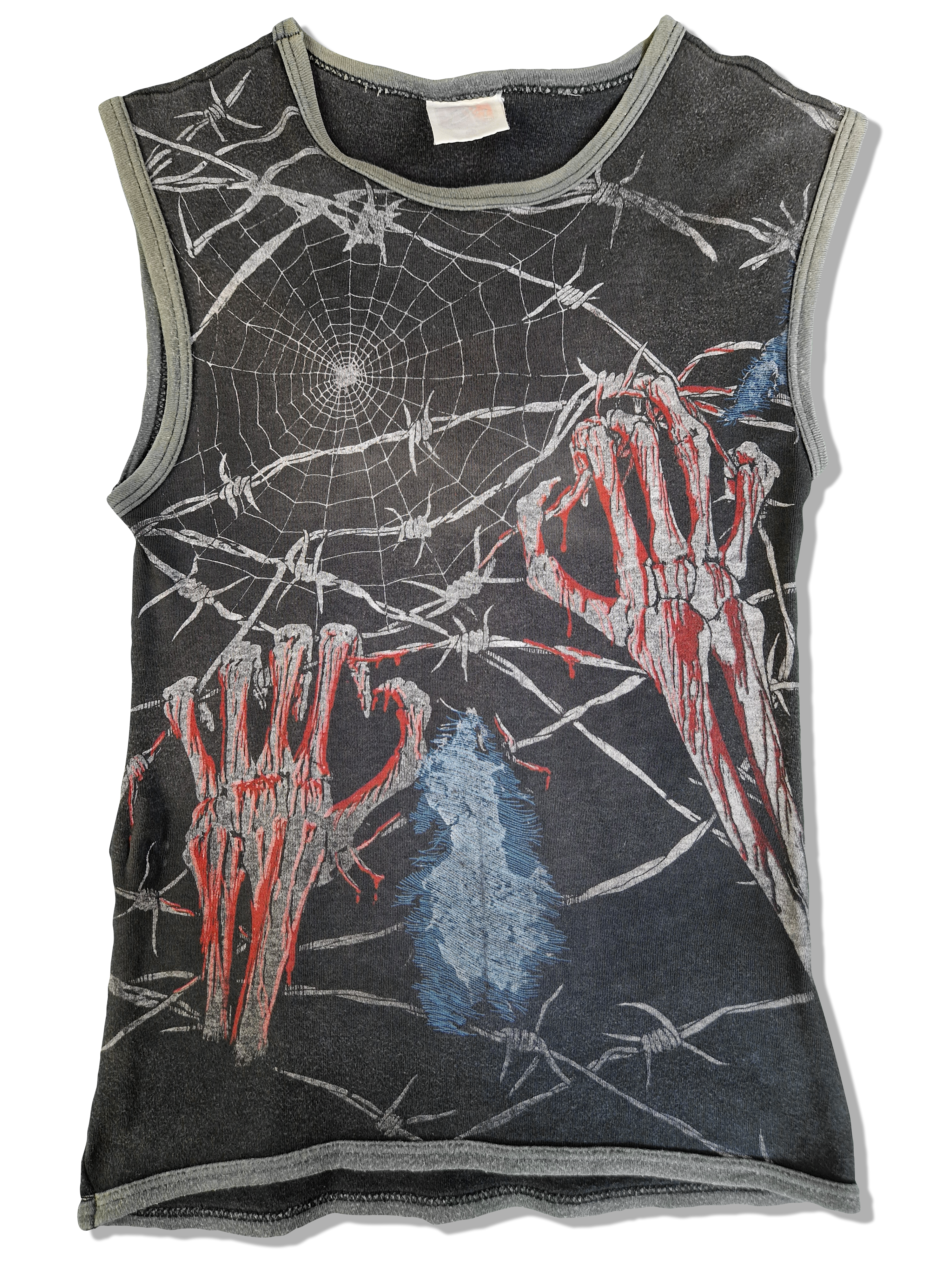 Vintage Zip Tanktop Zombie Fence Made In England Goth Schwarz M