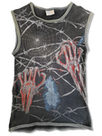 Vintage Zip Tanktop Zombie Fence Made In England Goth Schwarz M
