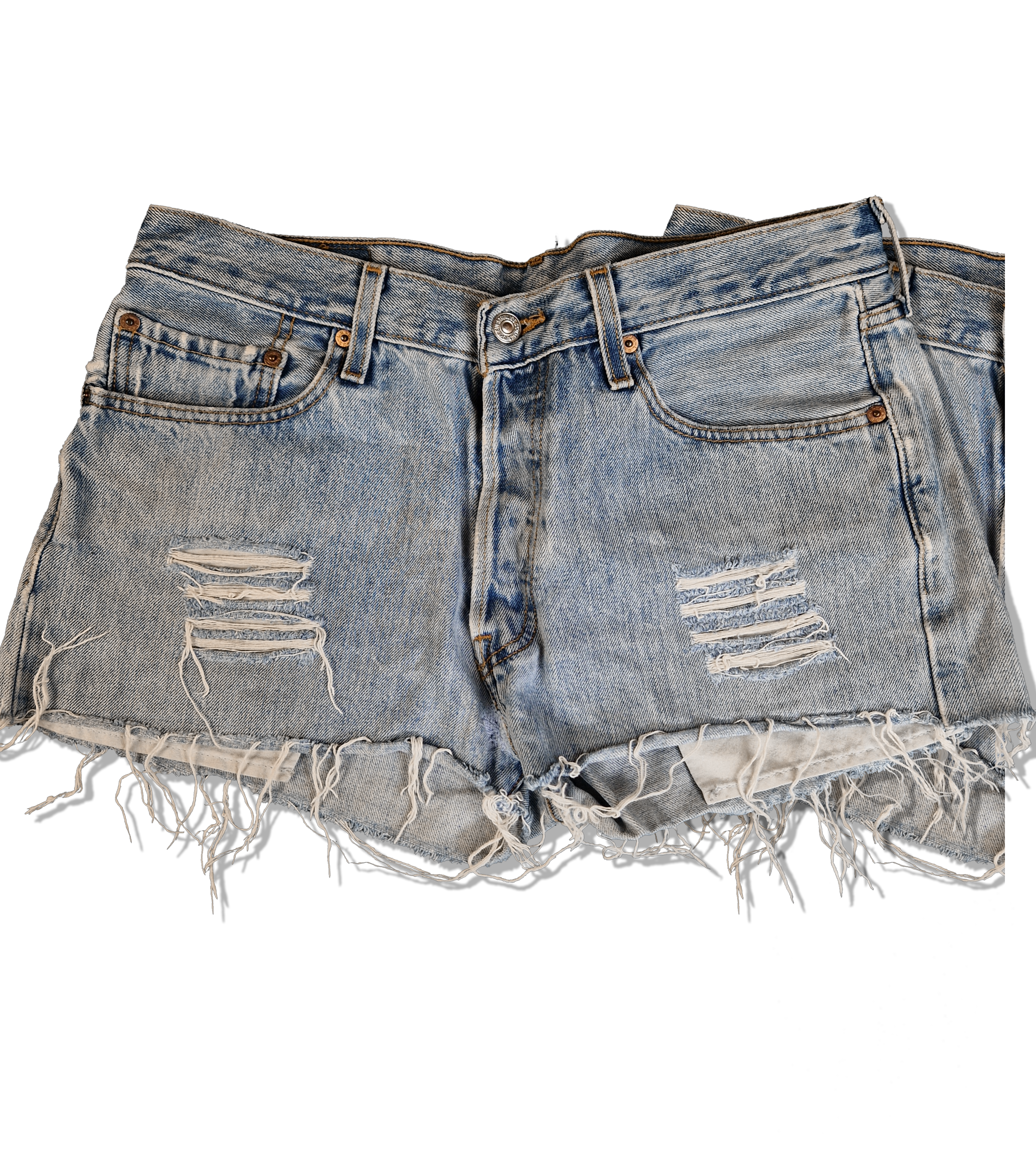 Vintage Levis Jeansshorts Kurz Used Look Hellblau W 33