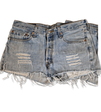 Vintage Levis Jeansshorts Kurz Used Look Hellblau W 33