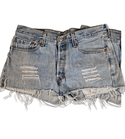 Vintage Levis Jeansshorts Kurz Used Look Hellblau W 33