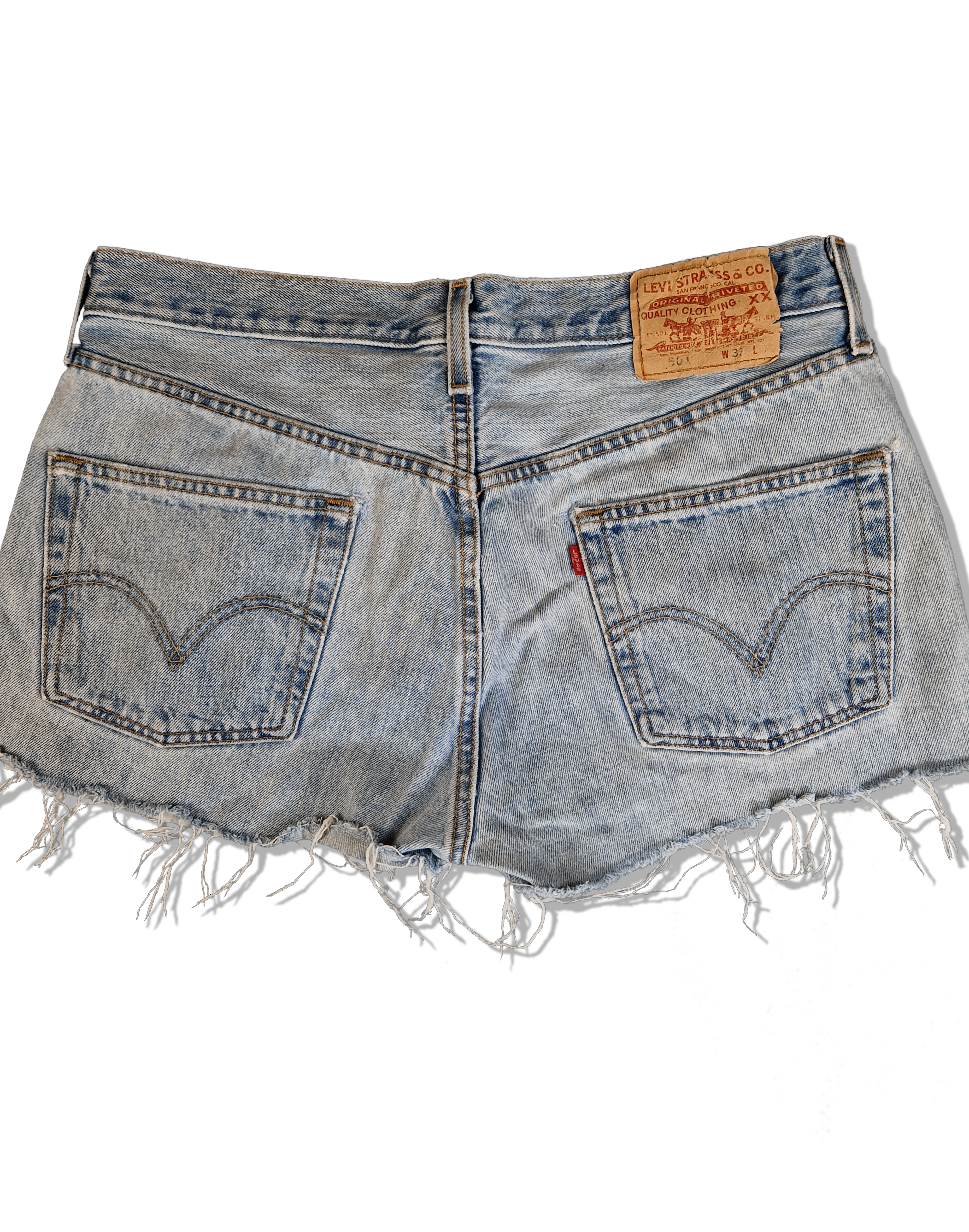 Vintage Levis Jeansshorts Kurz Used Look Hellblau W 33