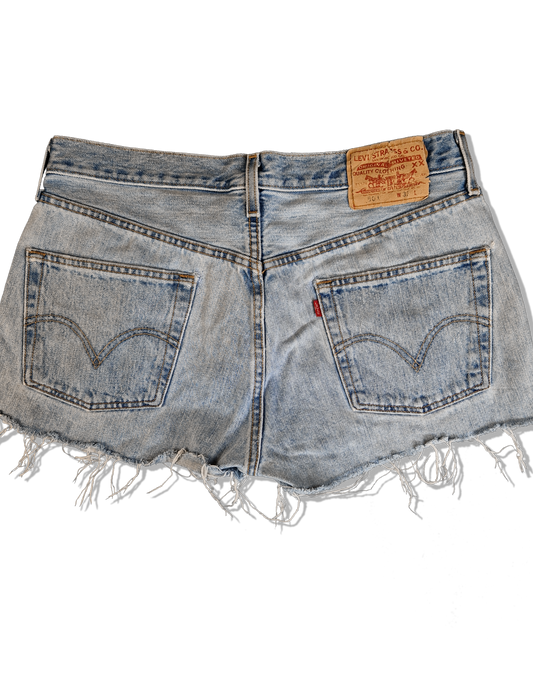 Vintage Levis Jeansshorts Kurz Used Look Hellblau W 33