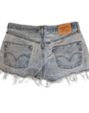 Vintage Levis Jeansshorts Kurz Used Look Hellblau W 33