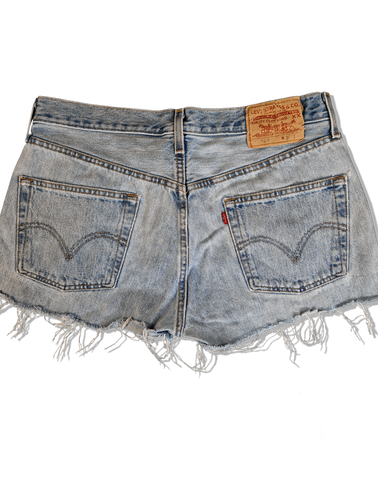 Vintage Levis Jeansshorts Kurz Used Look Hellblau W 33