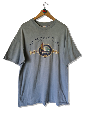 Vintage Islander Hanes Shirt St. Thomas Single Stitched Blau Grau XL