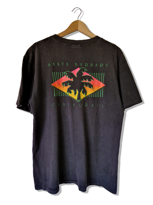 Vintage Oneita Shirt Tourist Santa Barbara California Single Stitched Made In USA Schwarz XL