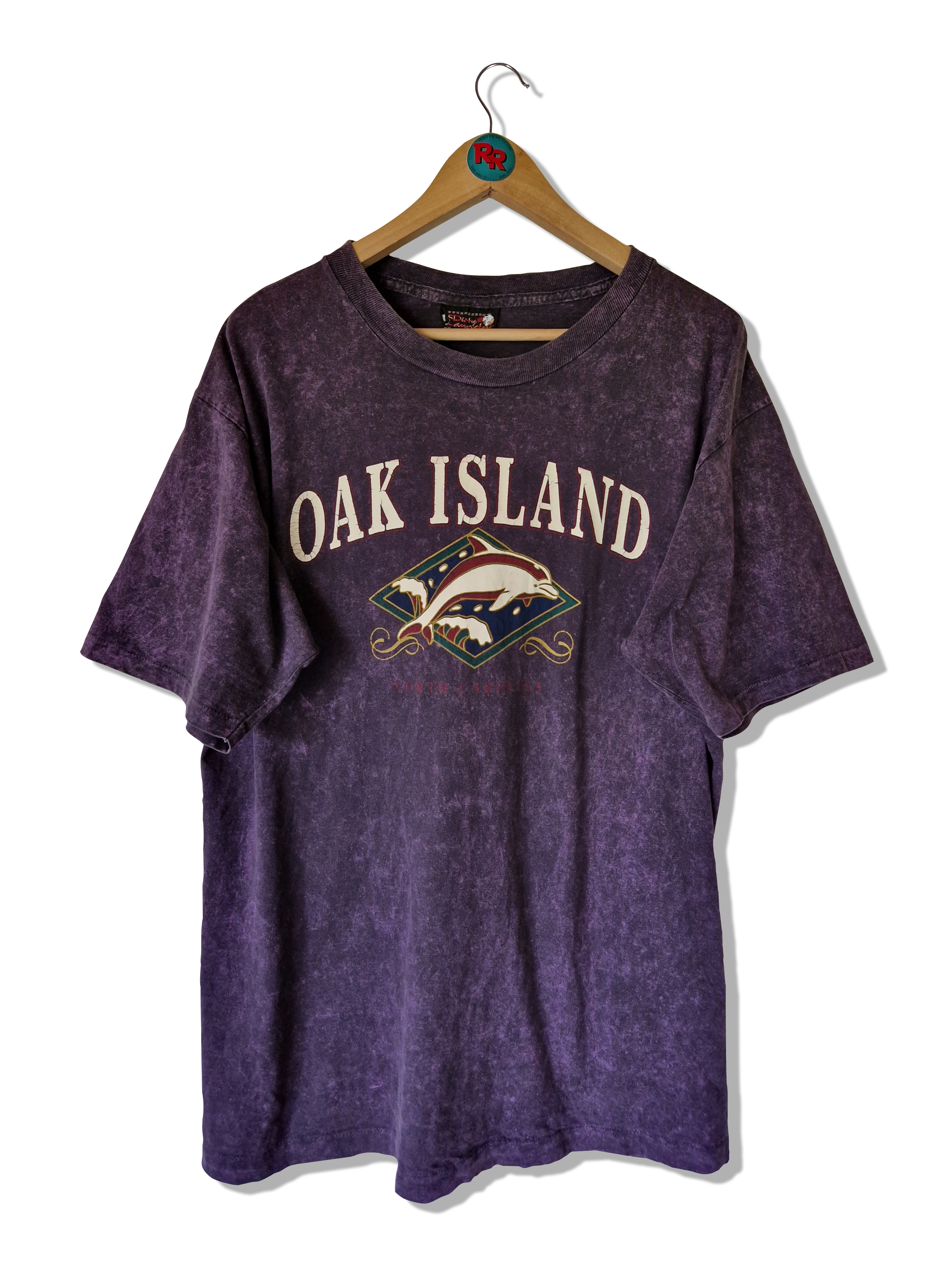 Vintage Tourist Shirt Oak Island North Dakota Single Stitched Made In USA Lila L - RareRags