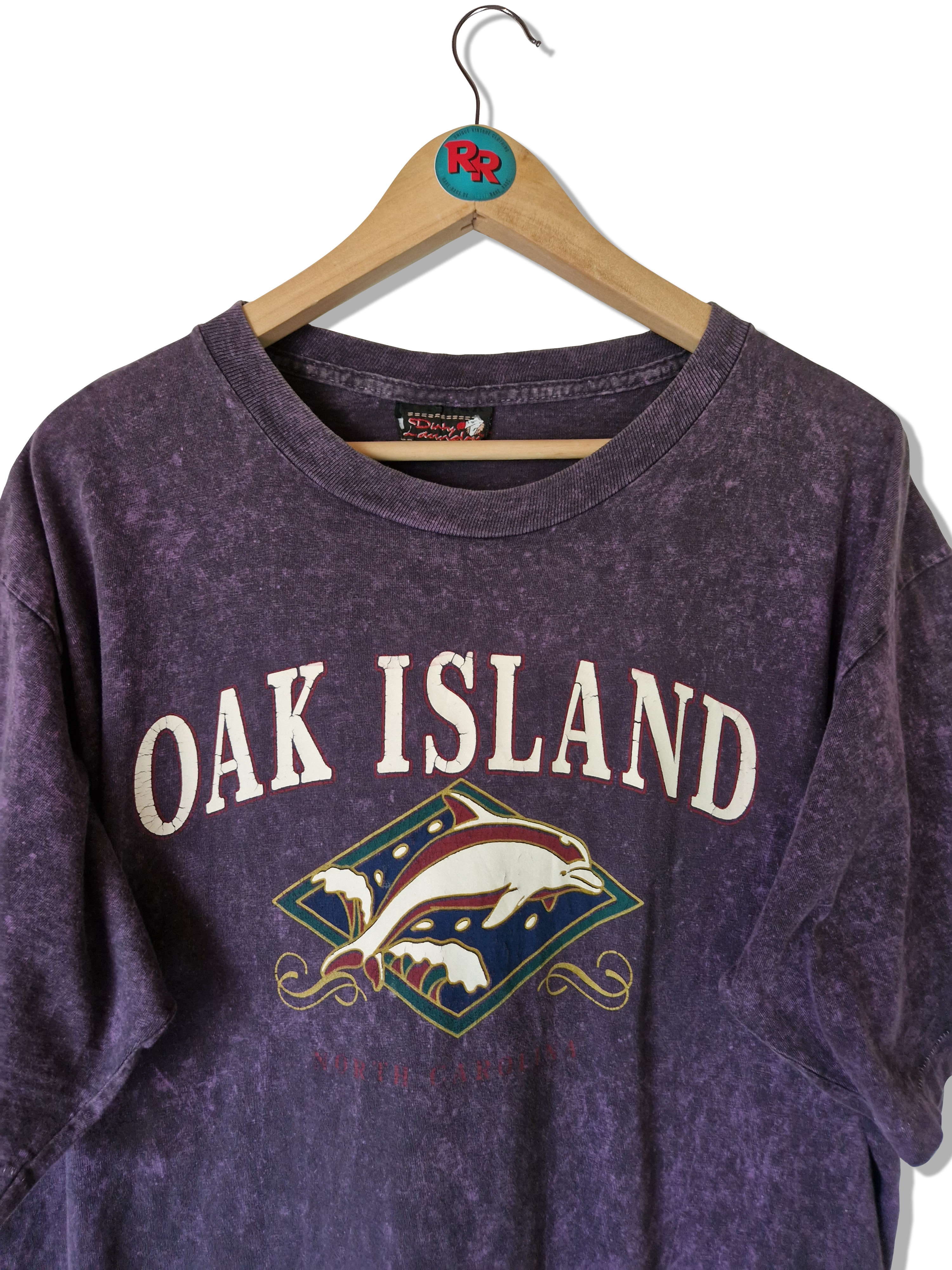 Vintage Tourist Shirt Oak Island North Dakota Single Stitched Made In USA Lila L - RareRags