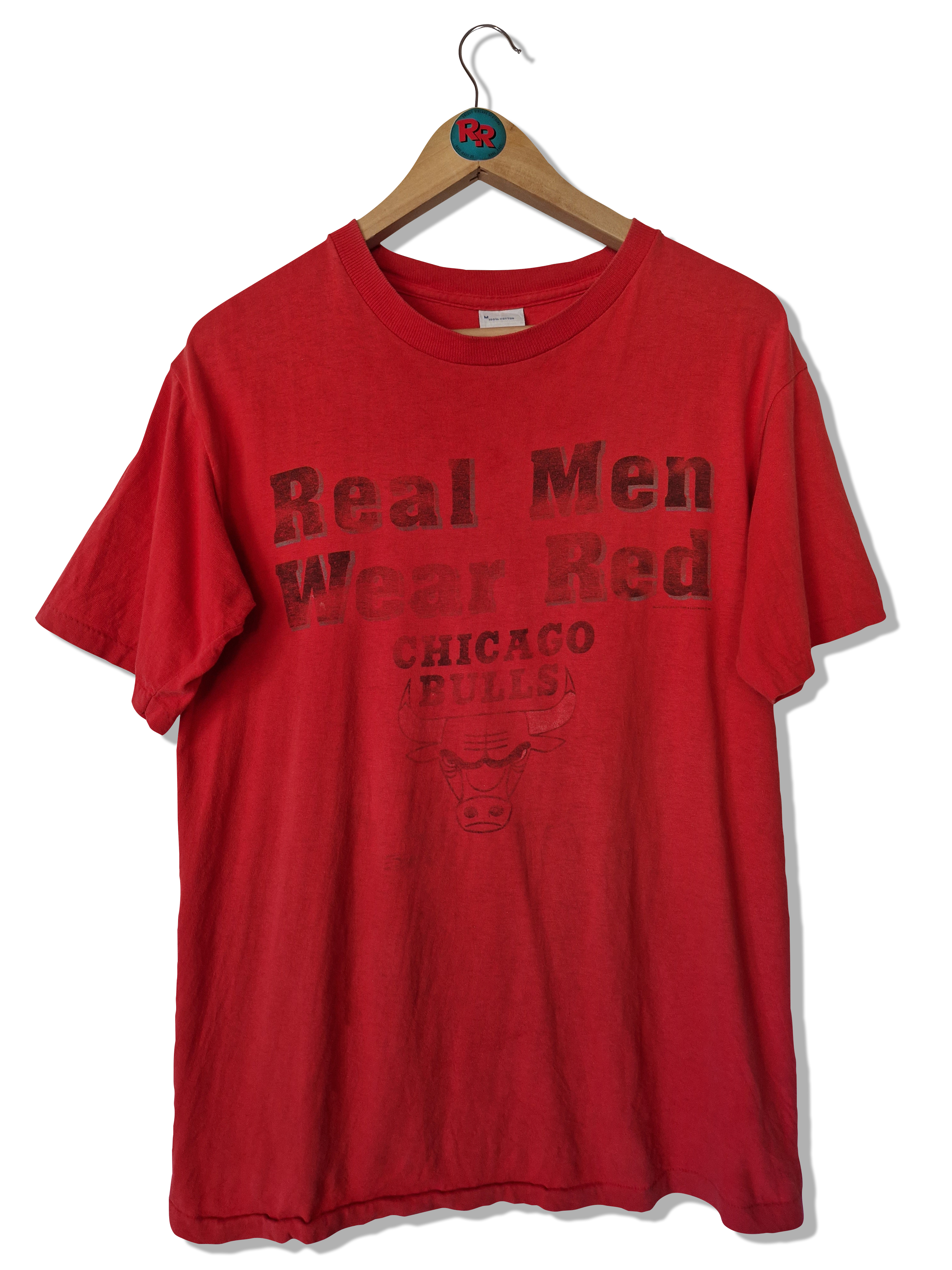 Vintage Salem Shirt Chichago Bulls "Real Men Wear Red" Trashed Single Stitched Rot M