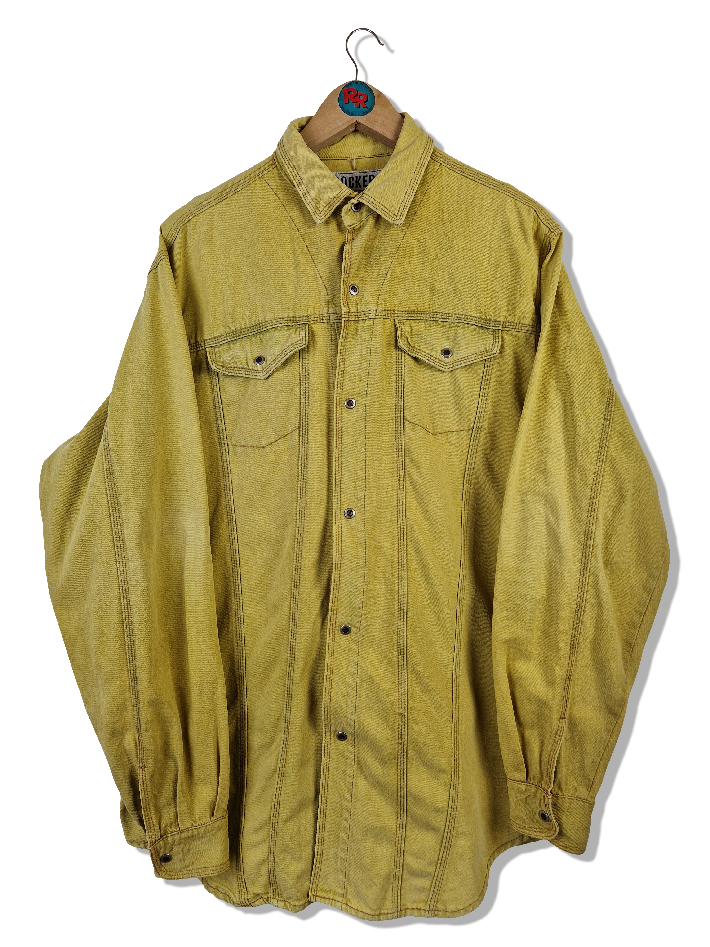 Vintage Crocker Hemd 80s Western Cut Gelb L-XL