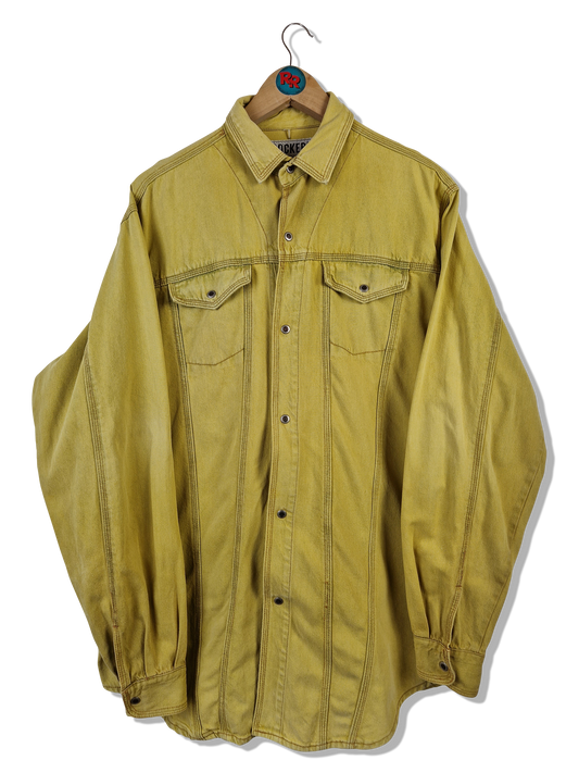 Vintage Crocker Hemd 80s Western Cut Gelb L-XL