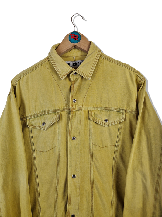 Vintage Crocker Hemd 80s Western Cut Gelb L-XL