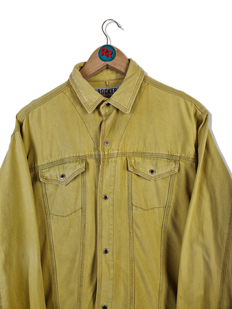 Vintage Crocker Hemd 80s Western Cut Gelb L-XL