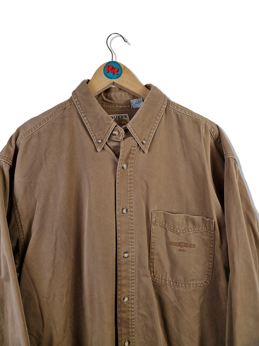 Vintage Guess Jeanshemd One Pocket Logo Embroidery Braun L