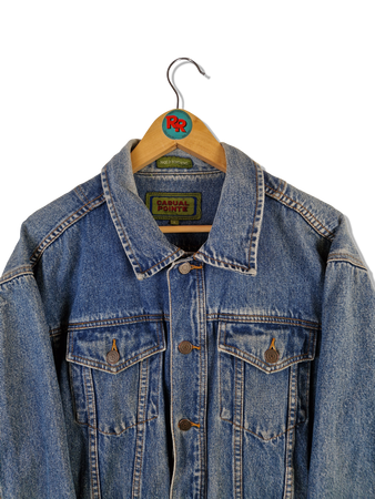 Vintage Casual Pointe Jeansjacke Made In Hong Kong Hellere Waschung Blau L