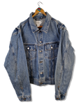 Vintage Calvin Klein Jeansjacke Button Front Double Stone Wash Made In USA Hellblau XL