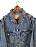 Vintage Calvin Klein Jeansjacke Button Front Double Stone Wash Made In USA Hellblau XL