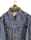 Vintage Calvin Klein Jeansjacke Button Front Double Stone Wash Made In USA Hellblau XL