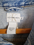 Vintage Calvin Klein Jeansjacke Button Front Double Stone Wash Made In USA Hellblau XL
