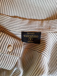 Vintage Valentino Hemd Zwei Brusttaschen Weiß Schwarz M-L