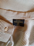 Vintage Valentino Hemd Zwei Brusttaschen Weiß Schwarz M-L