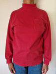 Vintage Rodhos Valentino Japan Turtleneck Brusttasche Rot M-L