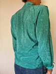 Vintage Valery Bluse 80s Schluppenkragen Mit Schleife Made In Italy Grün (42) S-M