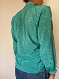 Vintage Valery Bluse 80s Schluppenkragen Mit Schleife Made In Italy Grün (42) S-M