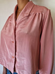 Vintage Bluse 80s Reverskragen Asymmetrisch Rosa S-M