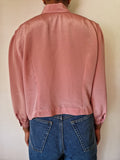 Vintage Bluse 80s Reverskragen Asymmetrisch Rosa S-M