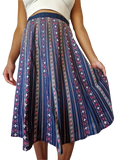 Vintage Rock Made In West Germany Floral Pattern Bunt Dunkelblau M-L