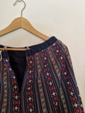 Vintage Rock Made In West Germany Floral Pattern Bunt Dunkelblau M-L
