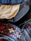 Vintage Rock Made In West Germany Floral Pattern Bunt Dunkelblau M-L