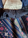 Vintage Rock Made In West Germany Floral Pattern Bunt Dunkelblau M-L
