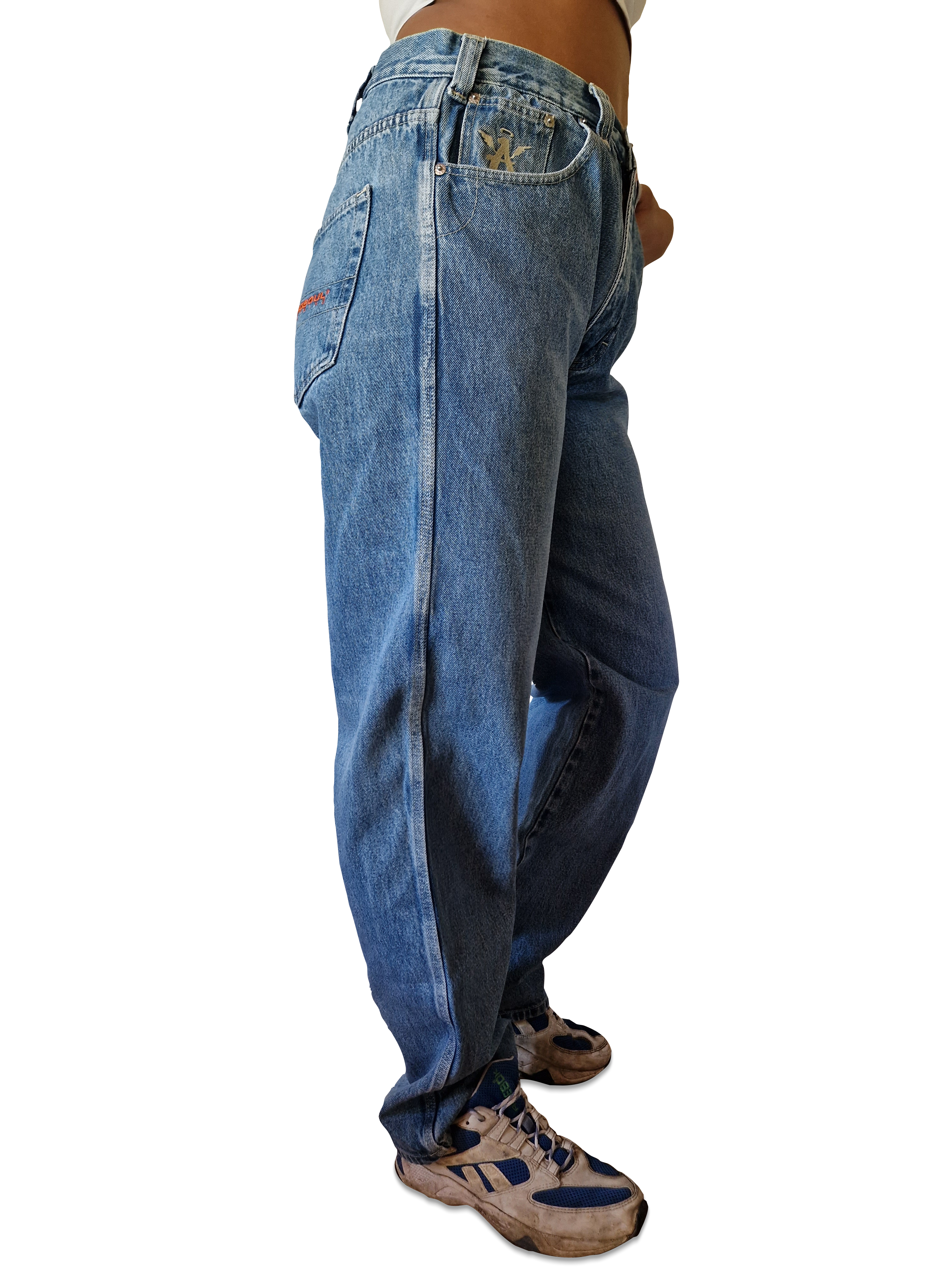 Vintage Aerosoul Jeans Skater Baggy Backpocket Stitching Blau 34x34