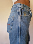 Vintage Aerosoul Jeans Skater Baggy Backpocket Stitching Blau 34x34