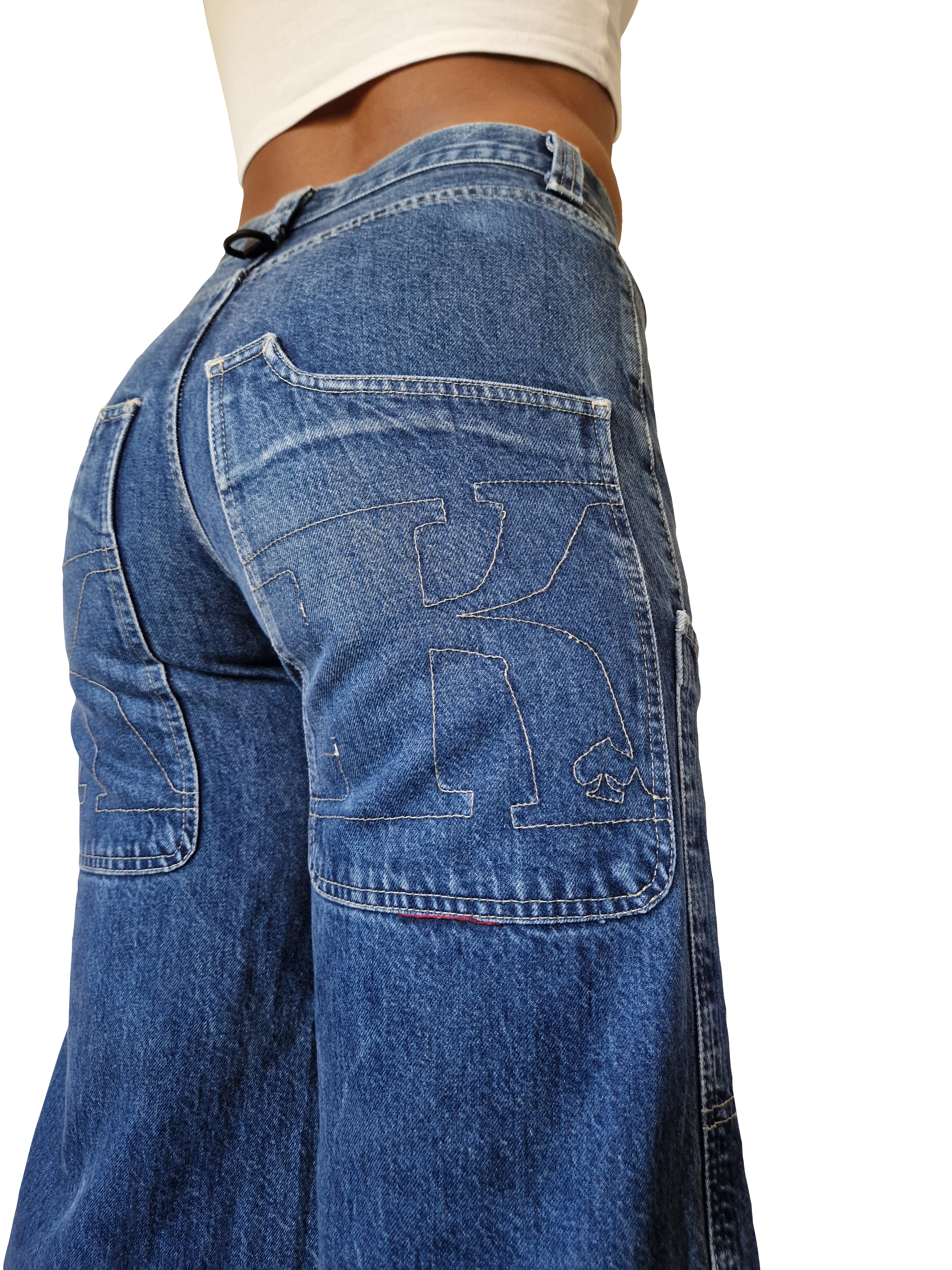 Vintage Killah Babe Jeans Skater Flared Baggy Blau 31