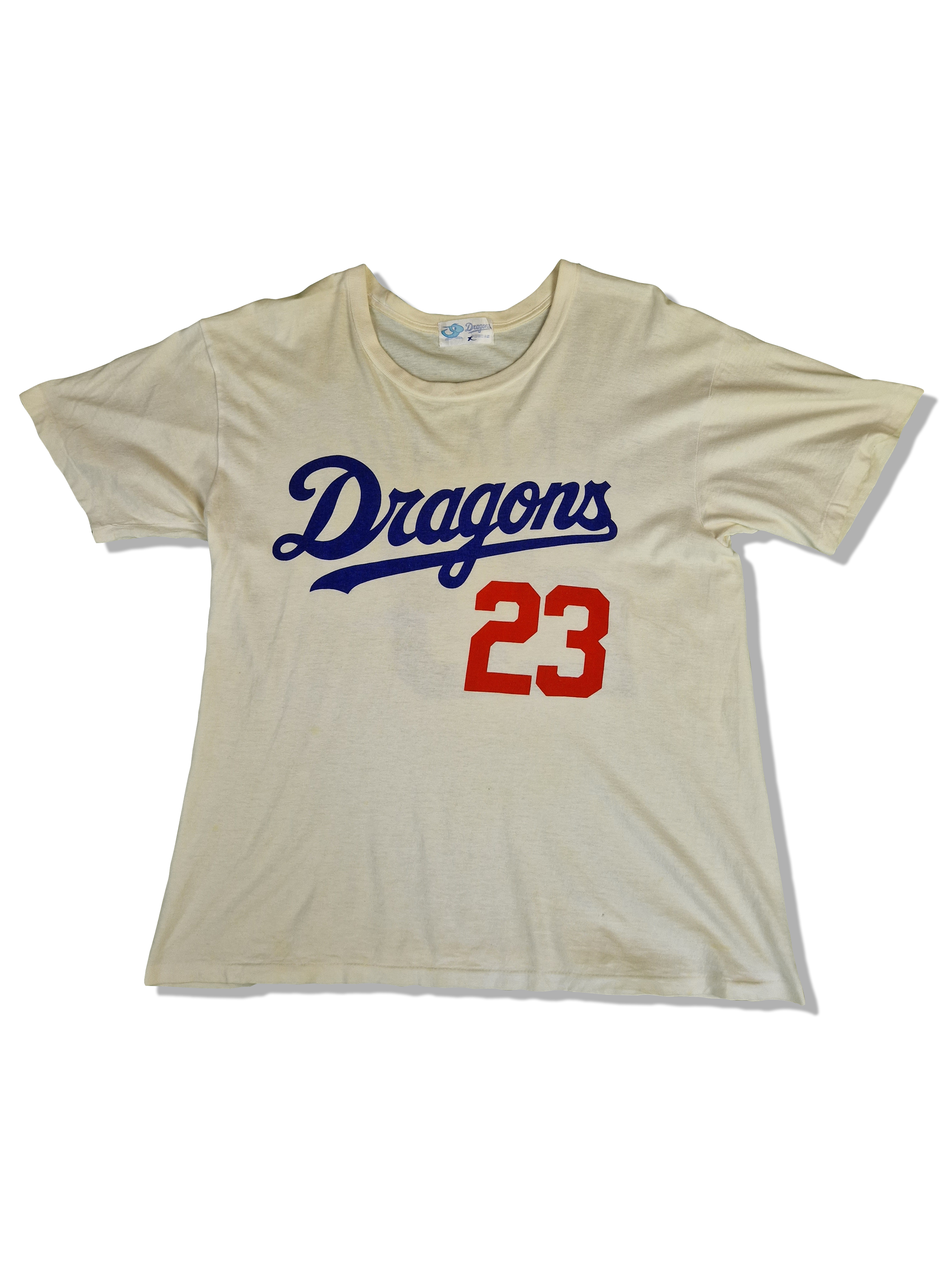 Vintage Dragon Shirt Japan Baseball Chunichi Dragons #23 Sekikawa Single Stitched Weiß M-L - RareRags