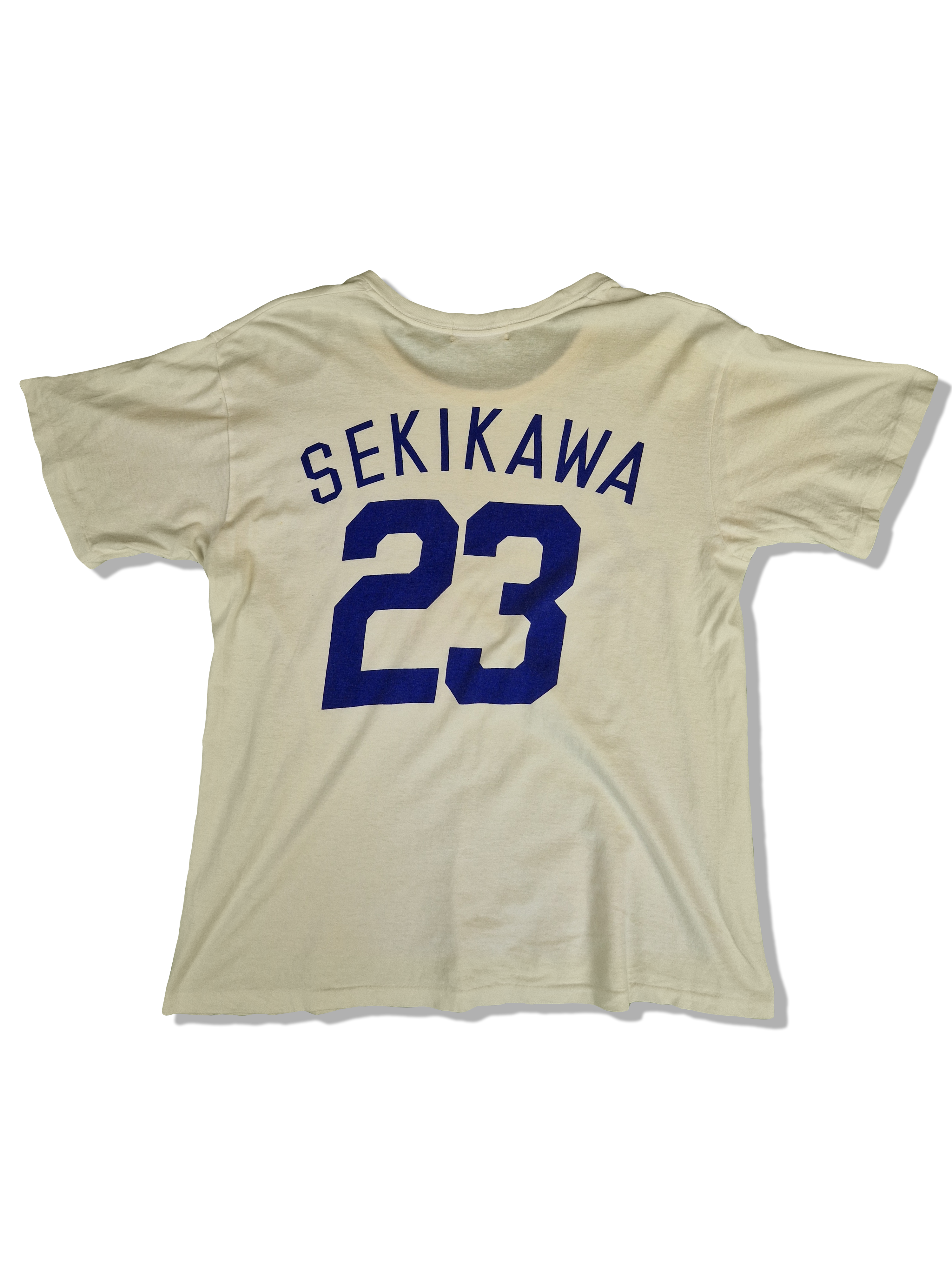 Vintage Dragon Shirt Japan Baseball Chunichi Dragons #23 Sekikawa Single Stitched Weiß M-L - RareRags