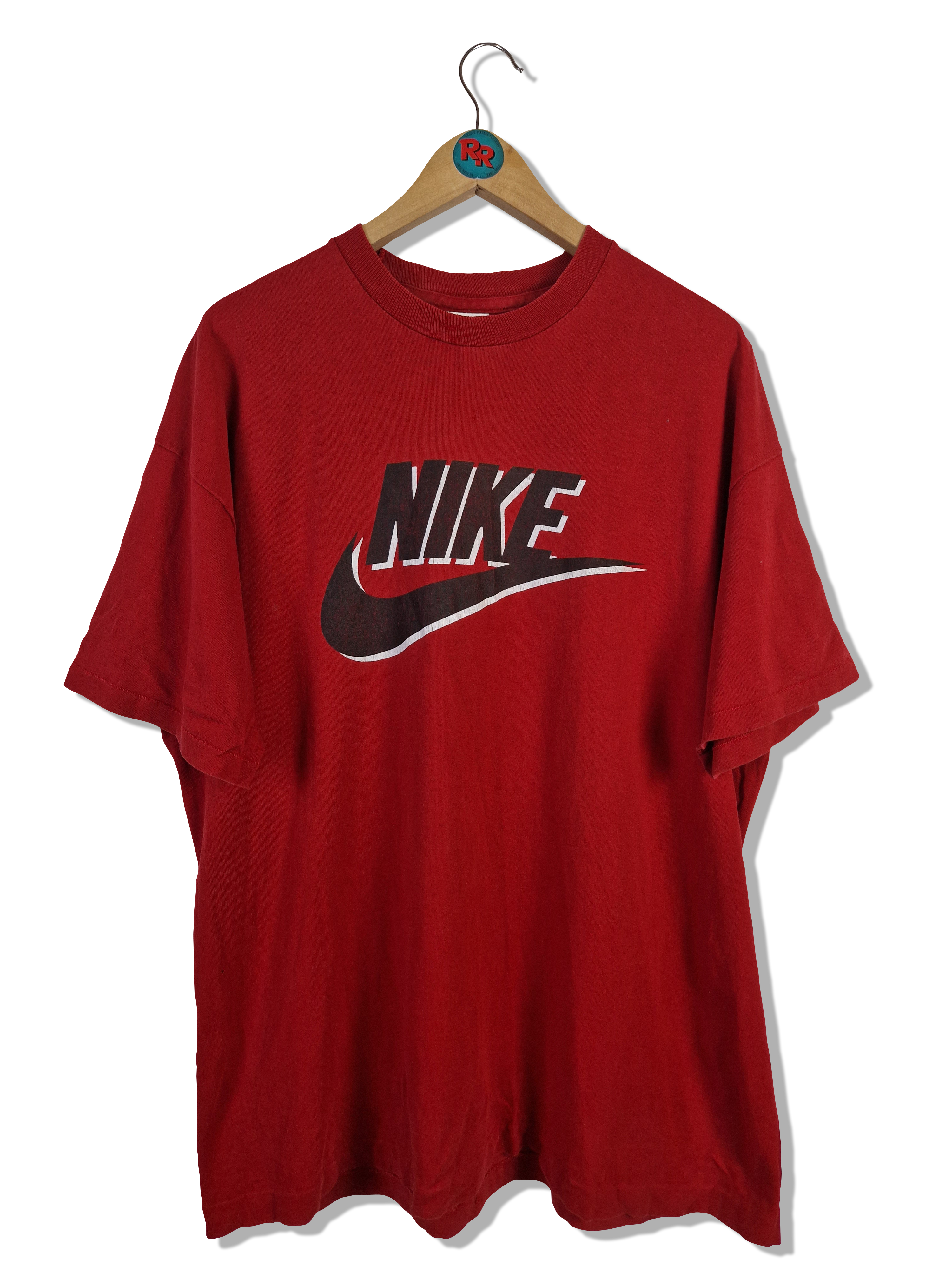 Vintage NIke Shirt Spellout Made In Ireland Single Stitched Rot L - RareRags
