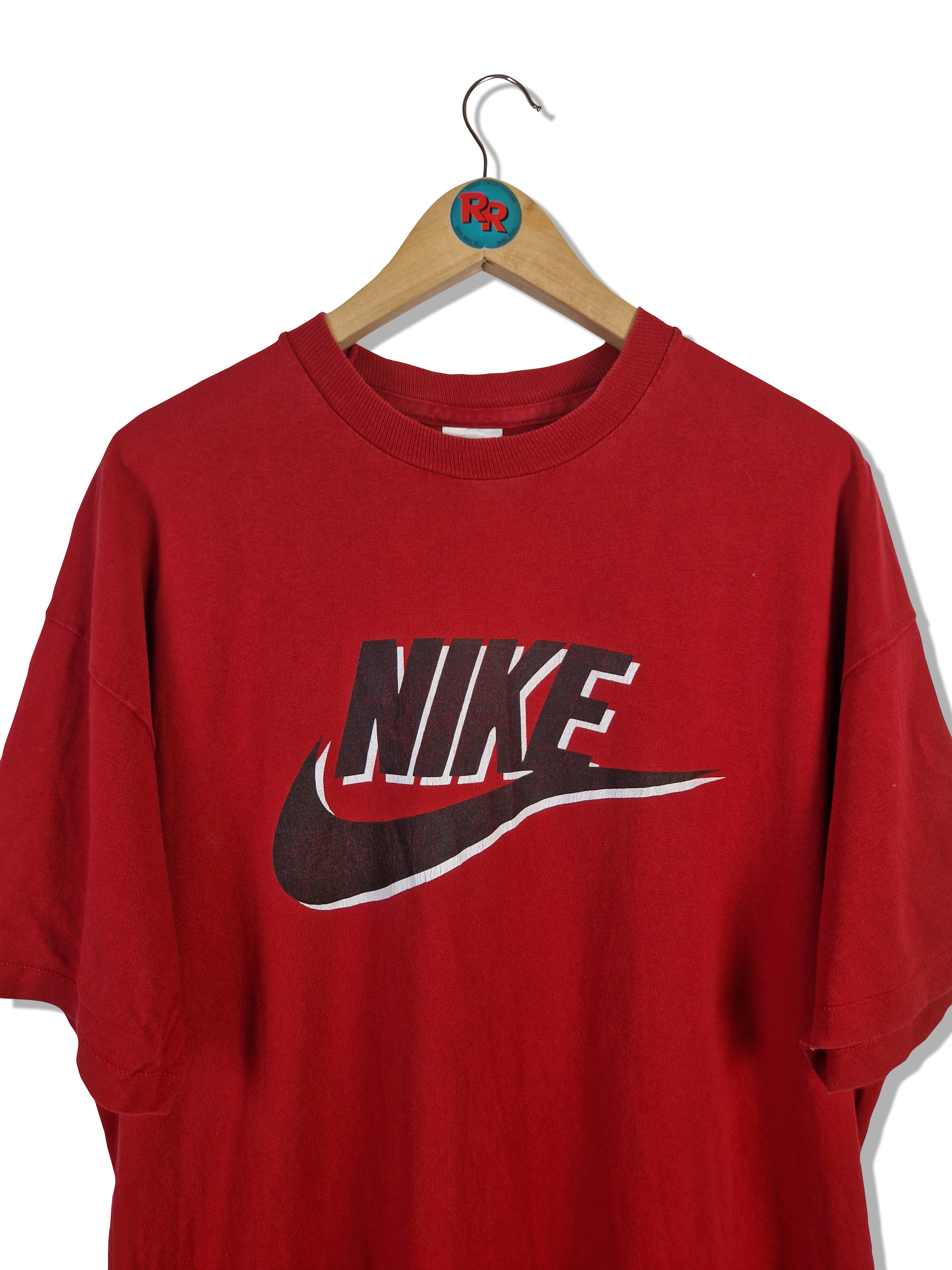Vintage NIke Shirt Spellout Made In Ireland Single Stitched Rot L - RareRags
