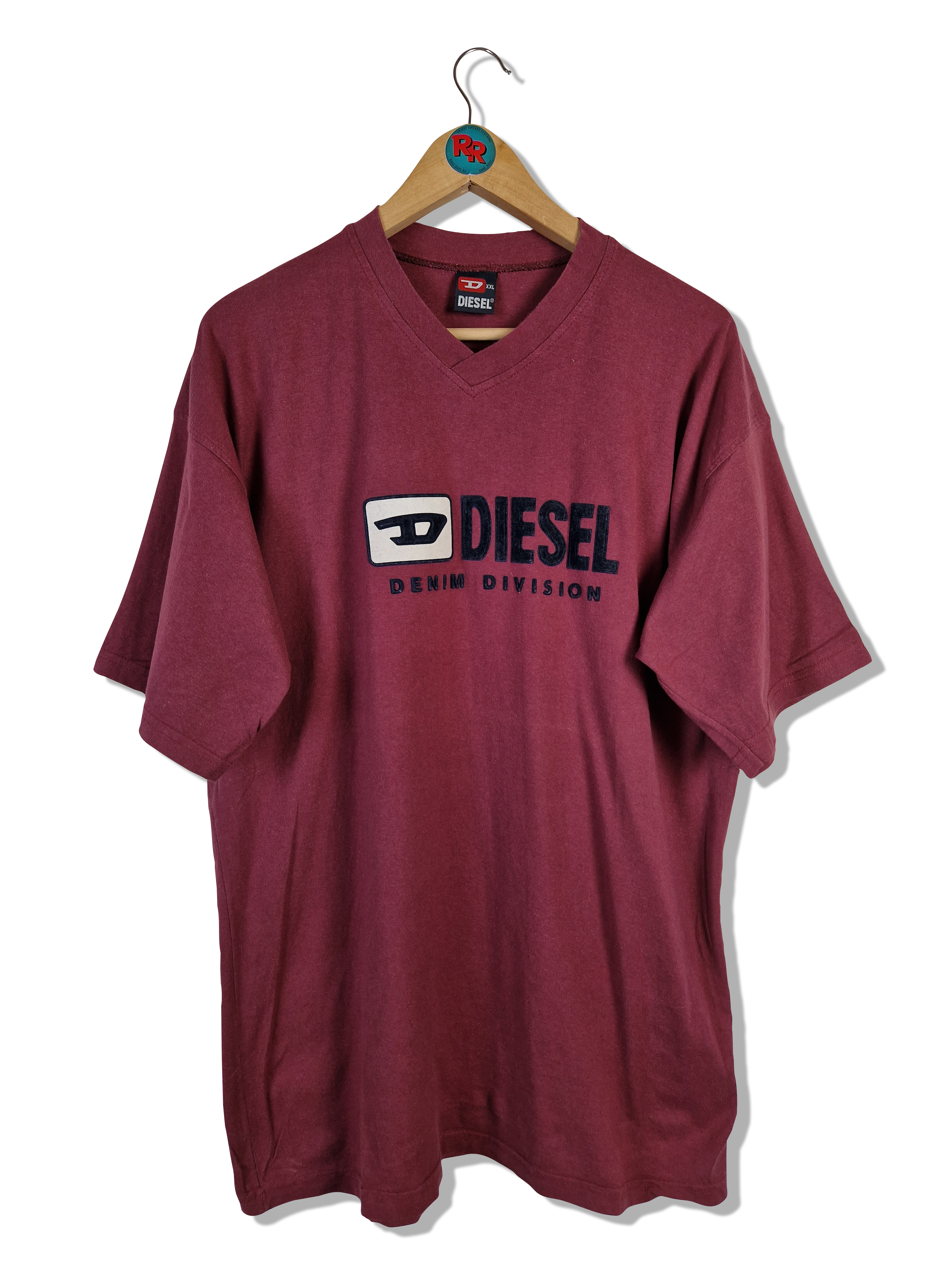 Vintage Diesel Shirt Spellout Rot XL-XXL - RareRags