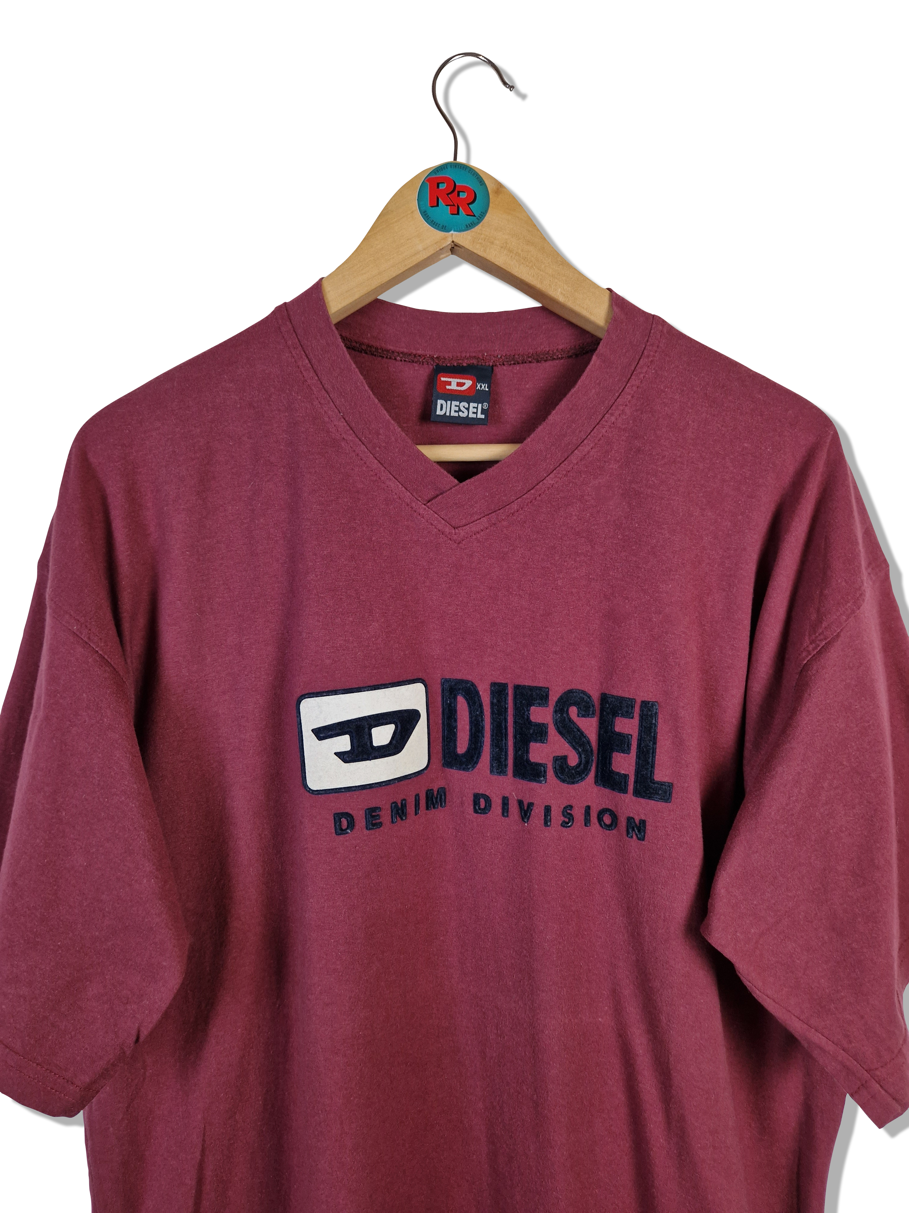 Vintage Diesel Shirt Spellout Rot XL-XXL - RareRags