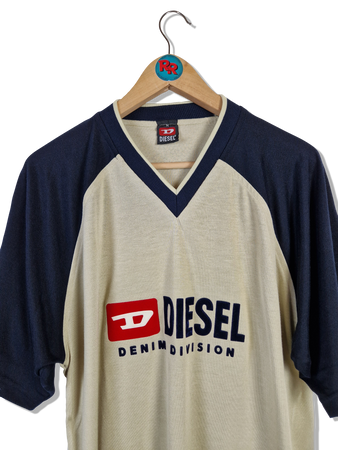 Vintage Diesel Shirt Spellout Braun/Beige M