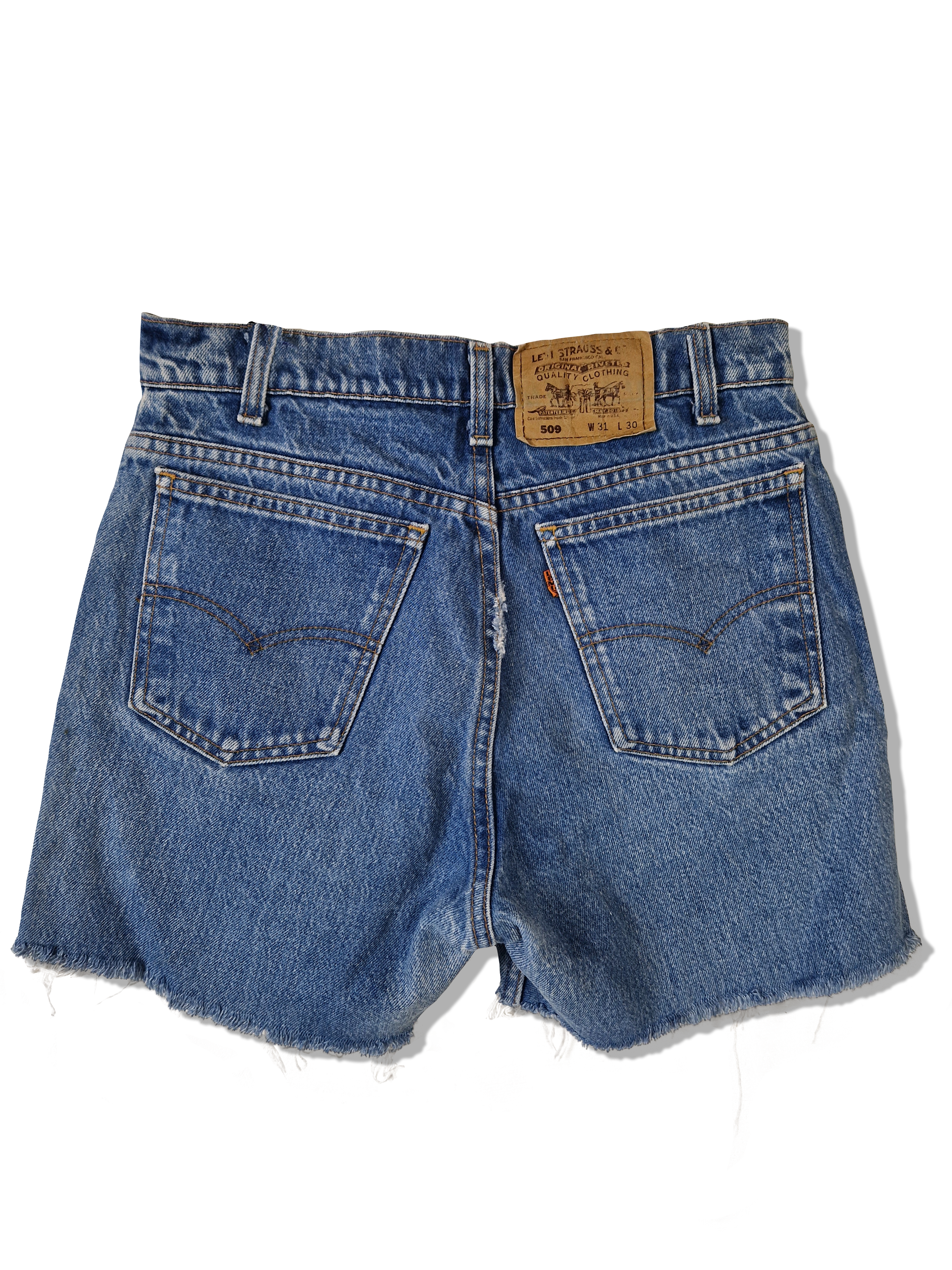 Vintage Levis Jeansshorts Orange Tab Late 80s Made In USA Blau W31 L30