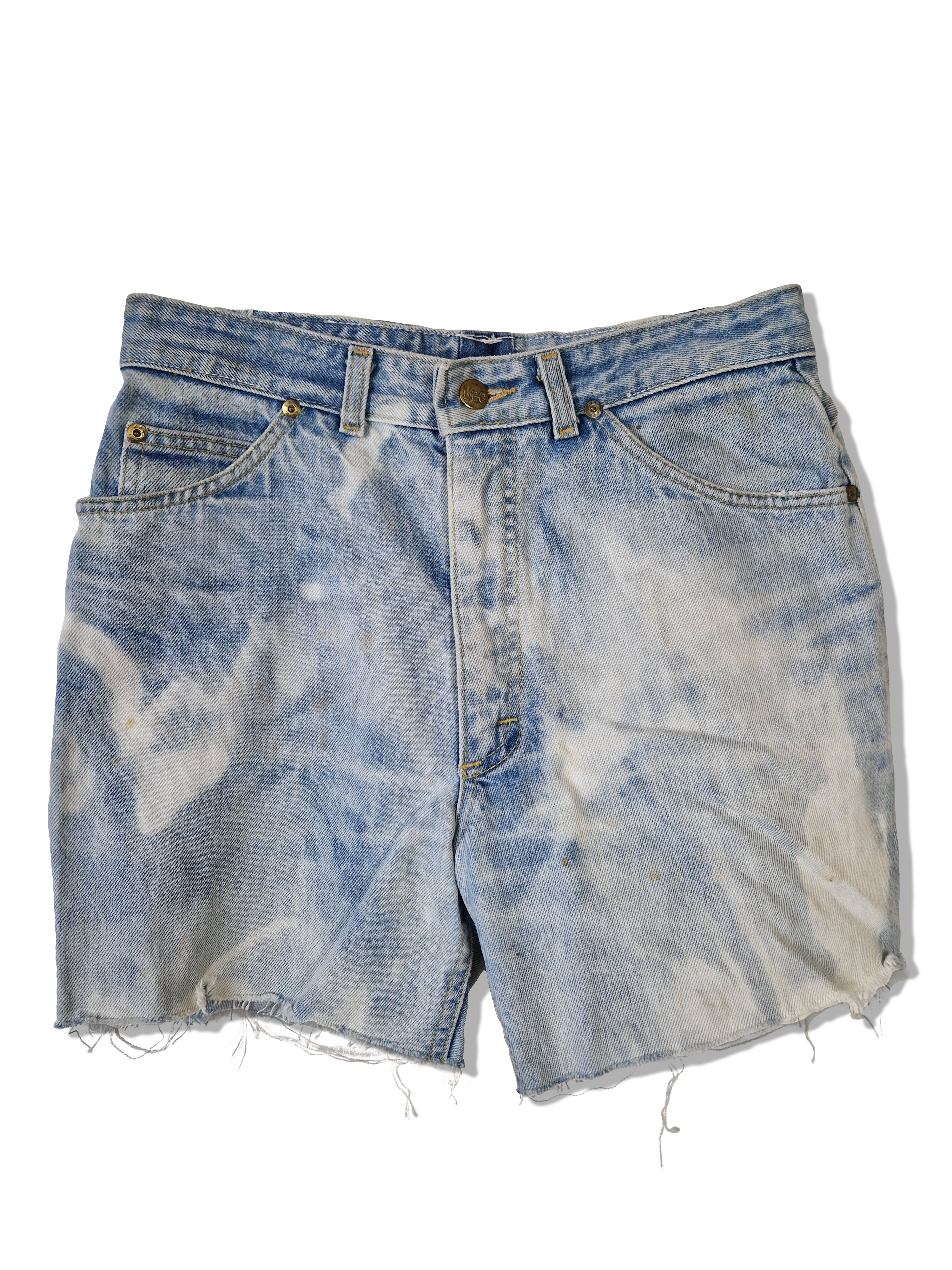 Vintage Lee Jeansshorts 80s Acid Washed Made In Belgium Blau Weiß XS-S