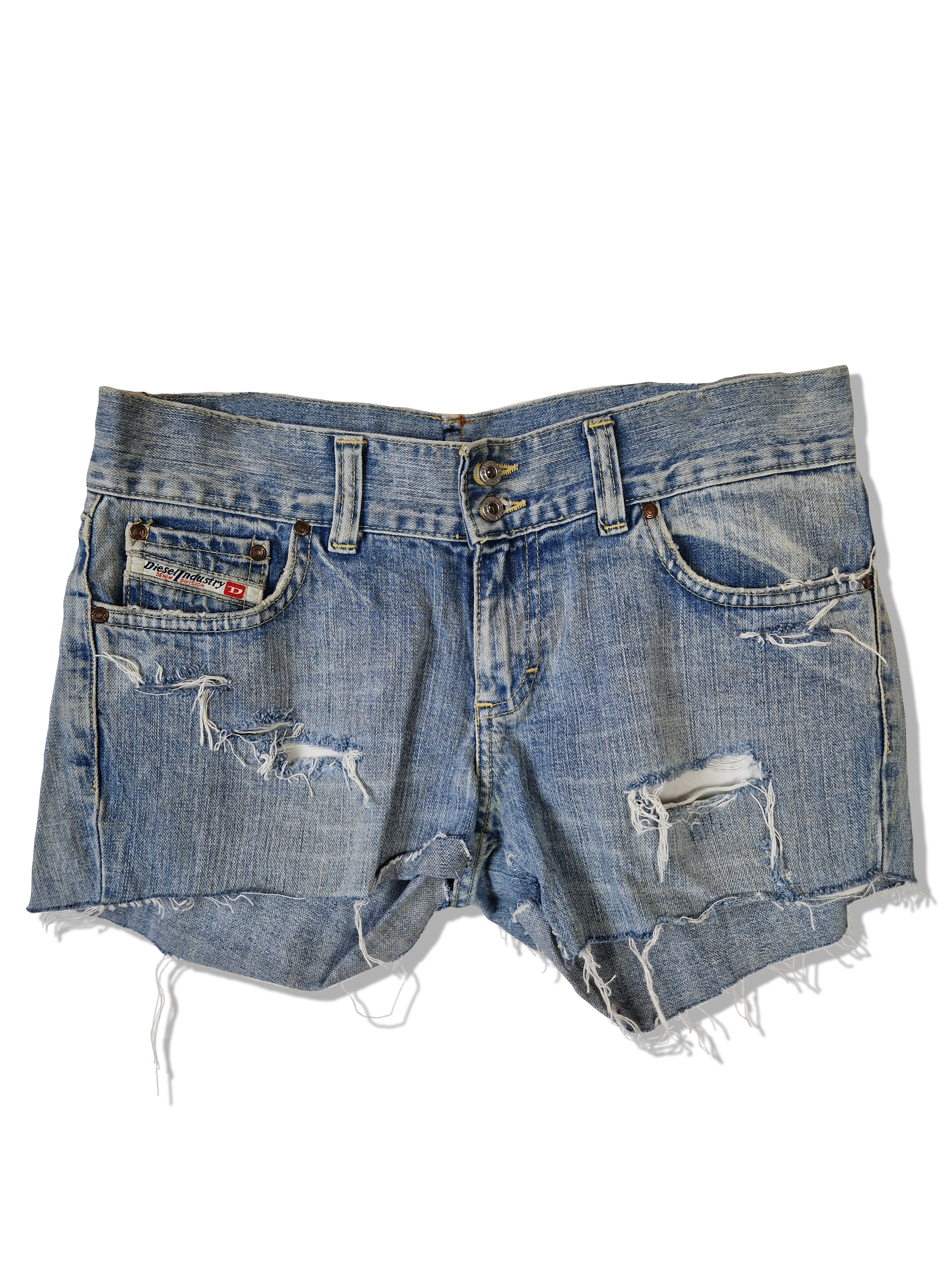 Y2K Diesel Jeansshorts Used Look Made In Italy Blau 30