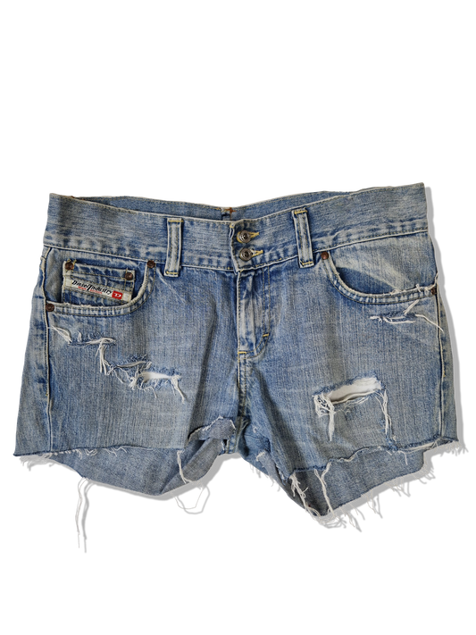 Y2K Diesel Jeansshorts Used Look Made In Italy Blau 30